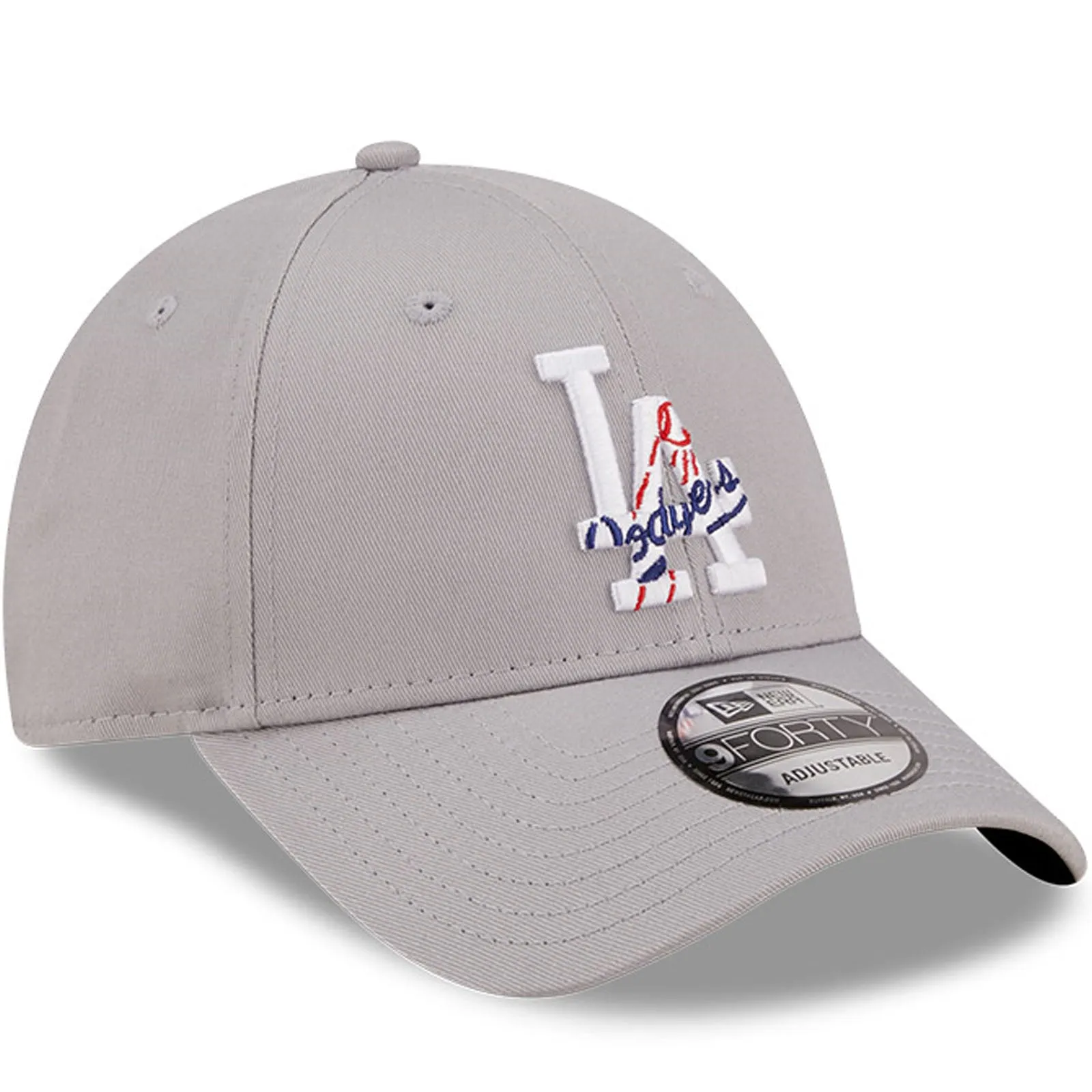 New Era Mens Los Angeles Dodgers 9FORTY MLB Logo Infill Baseball Cap - Grey