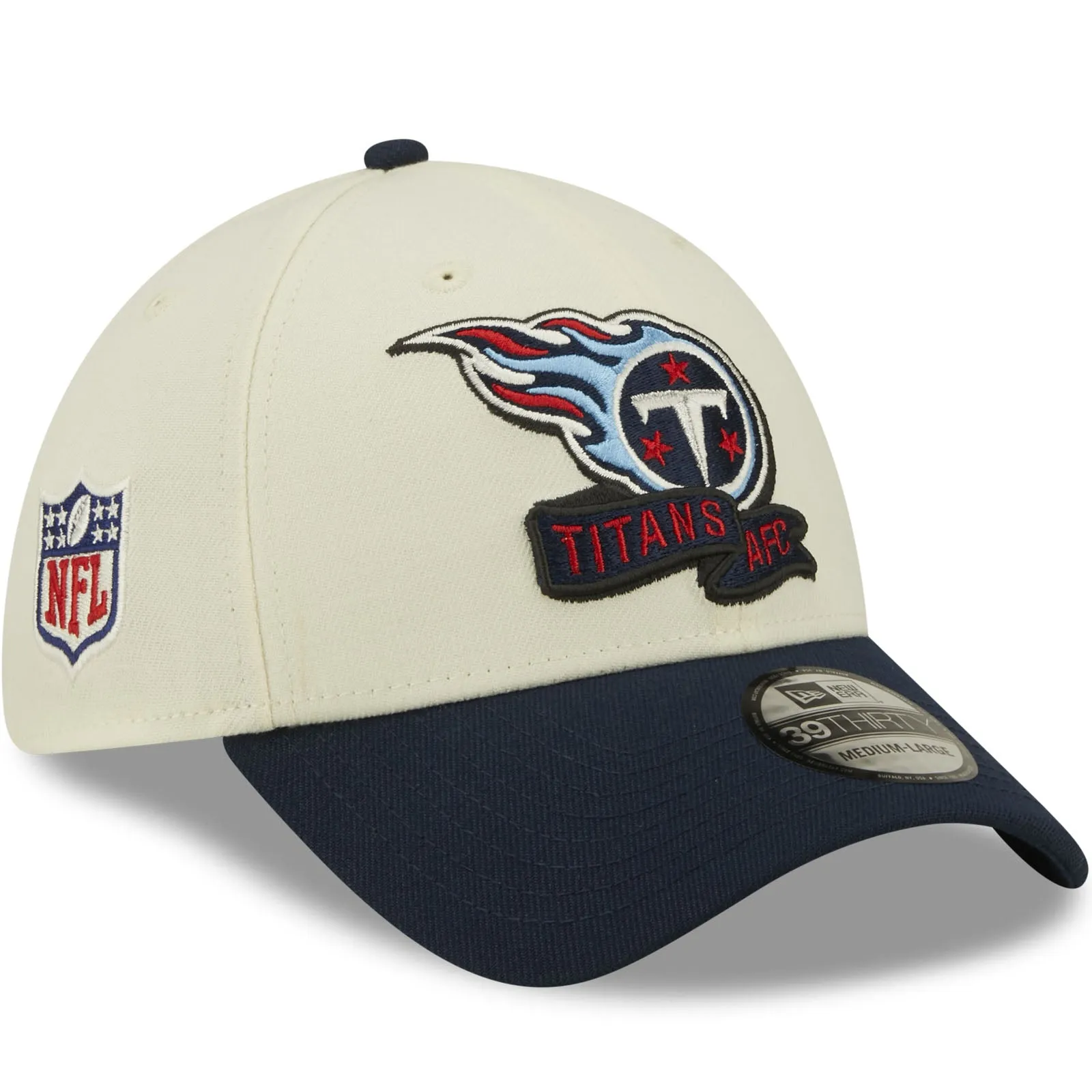 New Era Tennessee Titans NFL 2022 Sideline 39THIRTY Baseball Cap - Cream