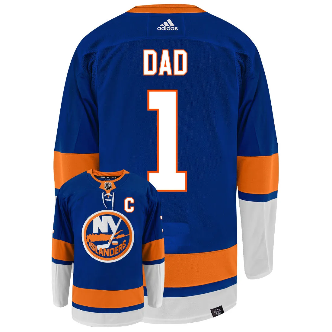 New York Islanders Dad Number One Adidas Primegreen Authentic NHL Hockey Jersey     