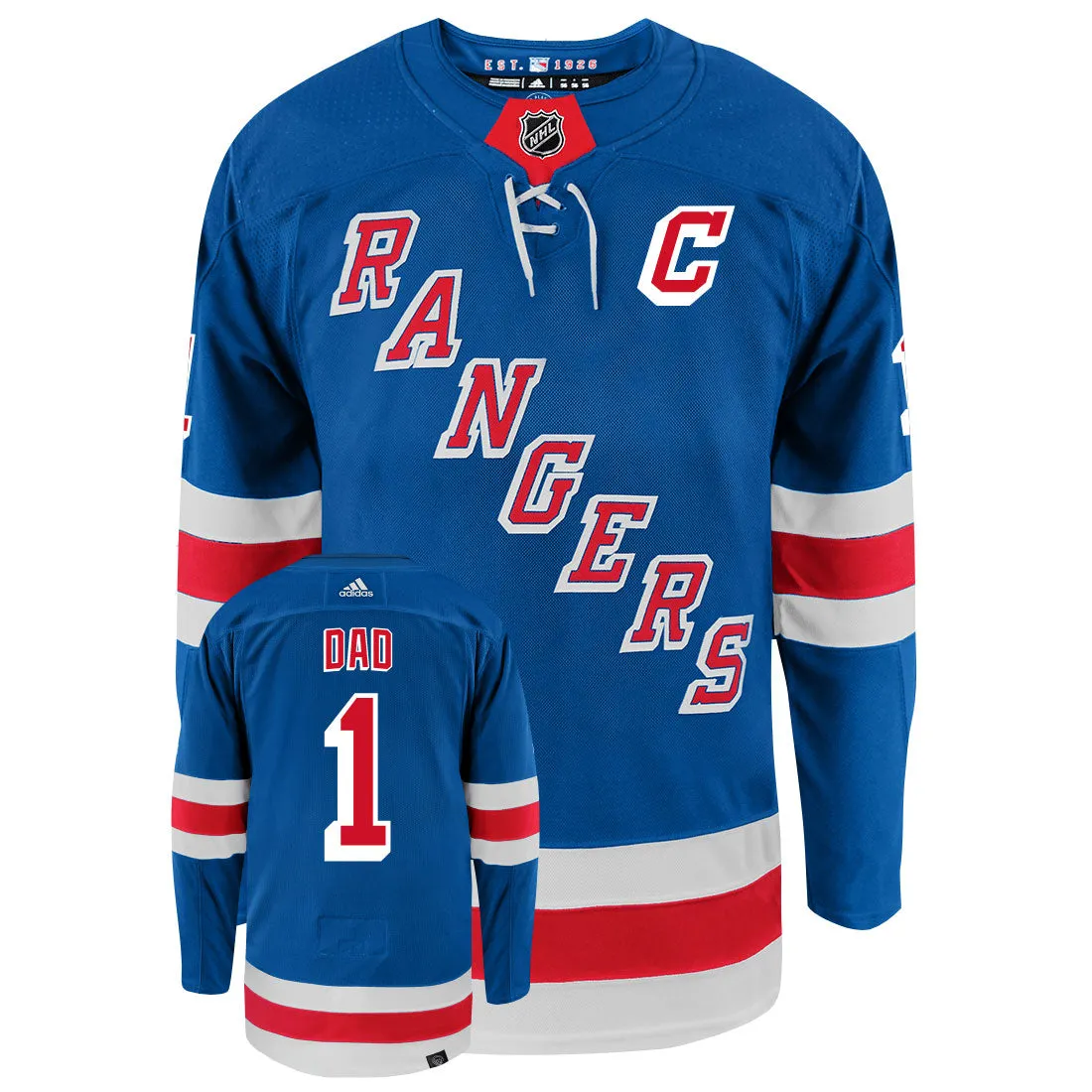 New York Rangers Dad Number One Adidas Primegreen Authentic NHL Hockey Jersey     