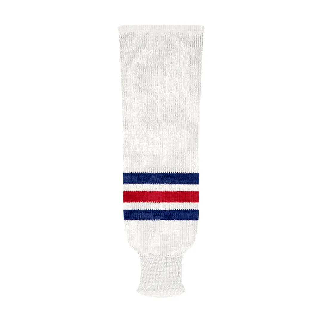 NHL Pattern 9800 Knit Hockey Socks: New York Rangers White