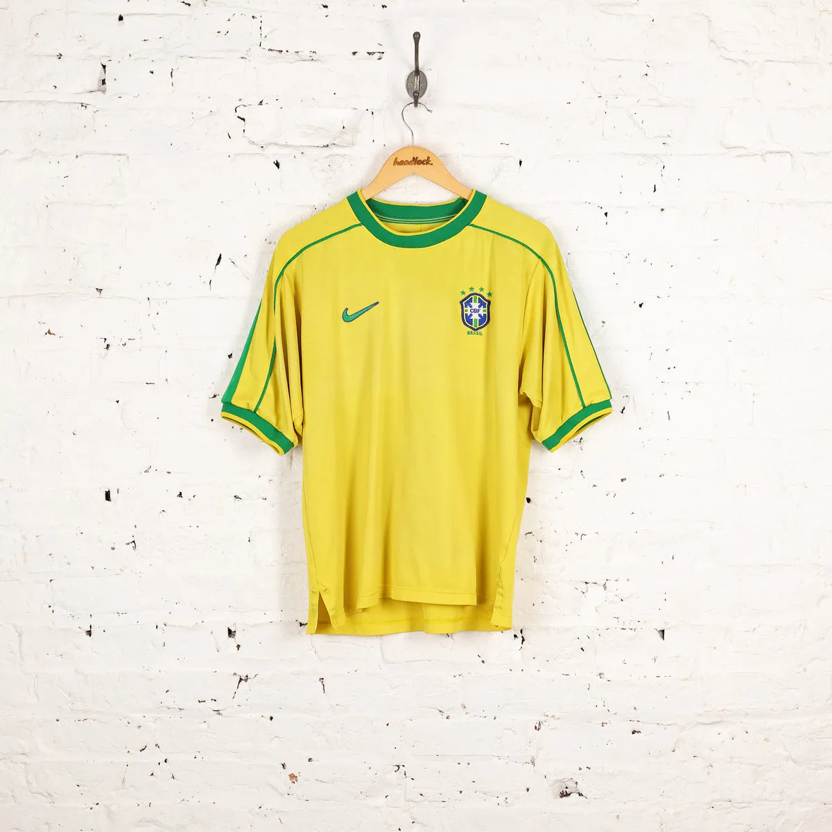 Nike Brazil 1998 Home Football Shirt - Yellow - M