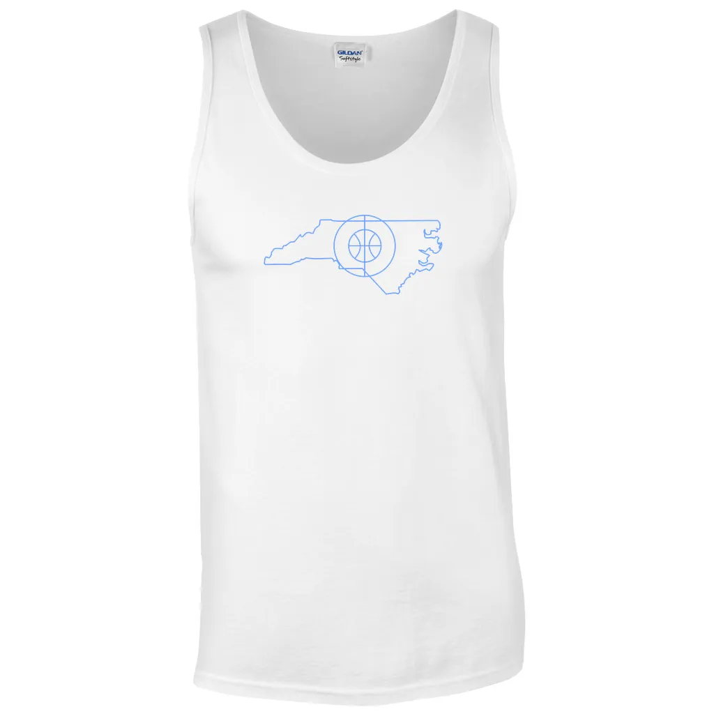 North Carolina Blue Basketball Court Tank Top in White