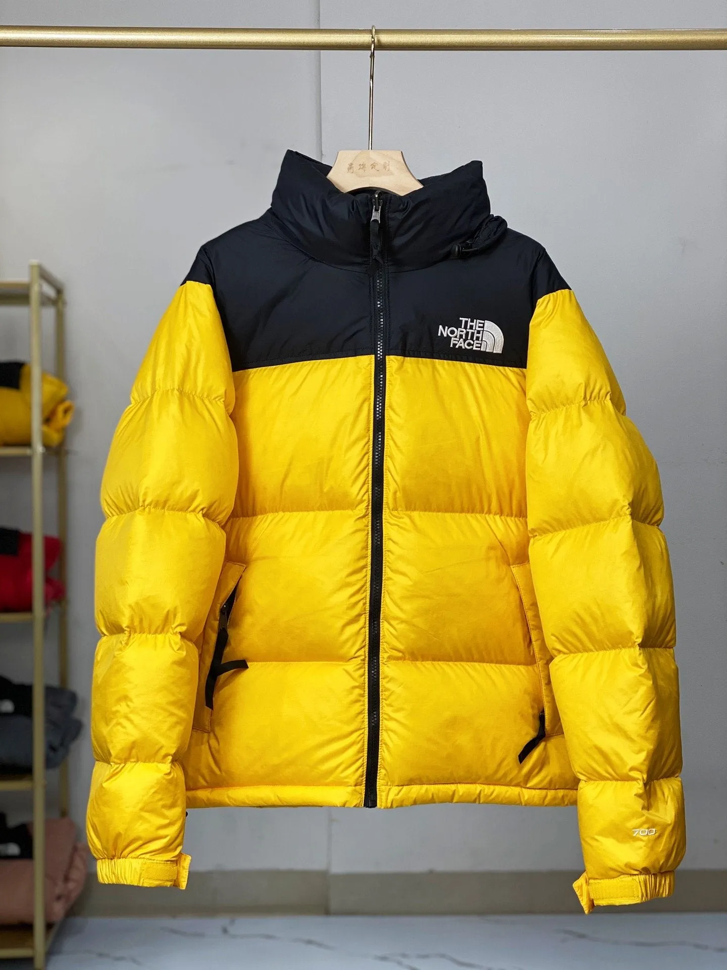 North Face-inspired 1996 Retro Nuptse Yellow Black Jacket