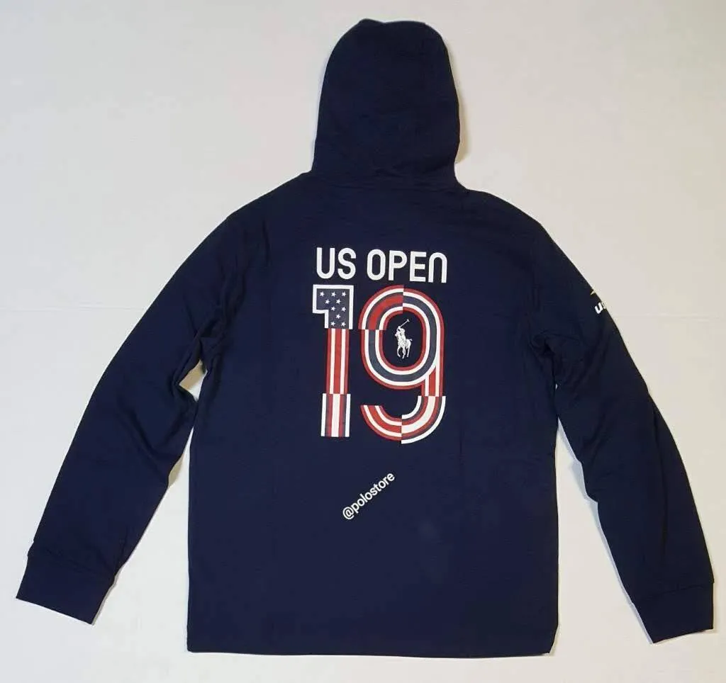 Nwt Polo Ralph Lauren Navy Blue US Open Long Sleeve Hoodie Tee