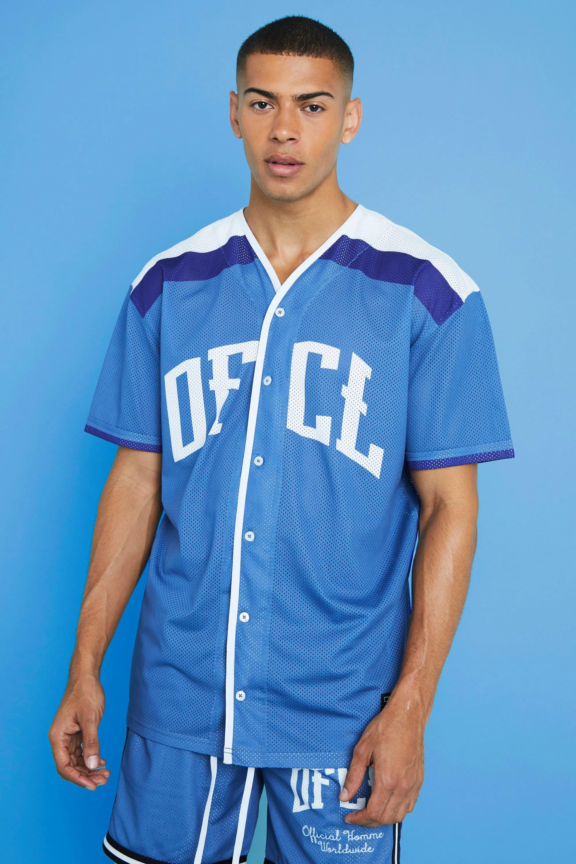 Ofcl Oversized Mesh Baseball Top | boohooMAN UK