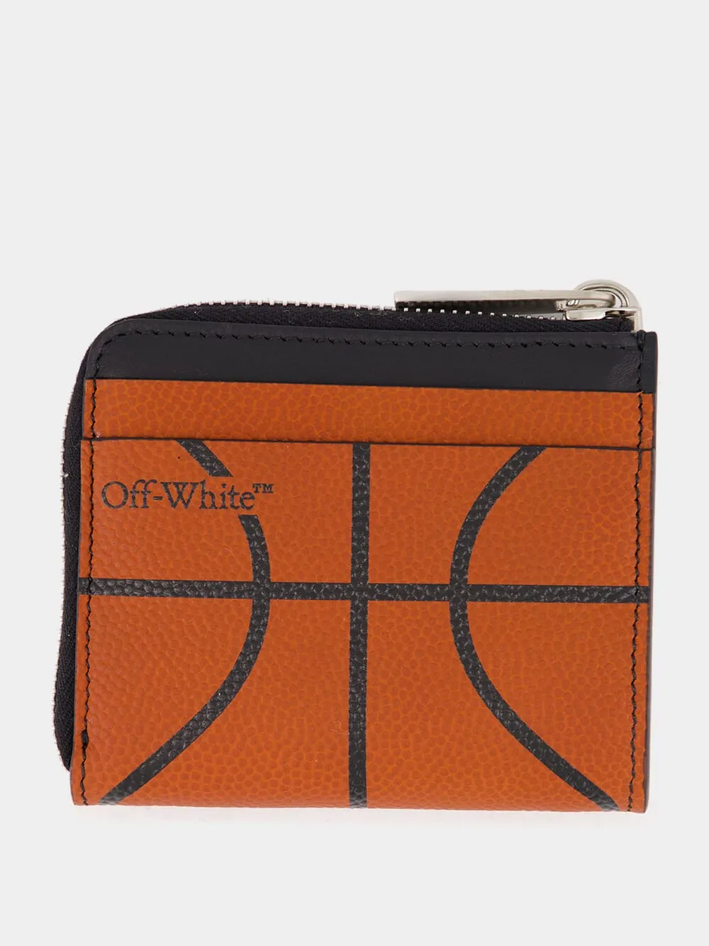 Orange Basketball Zip-Around Wallet in Calfskin