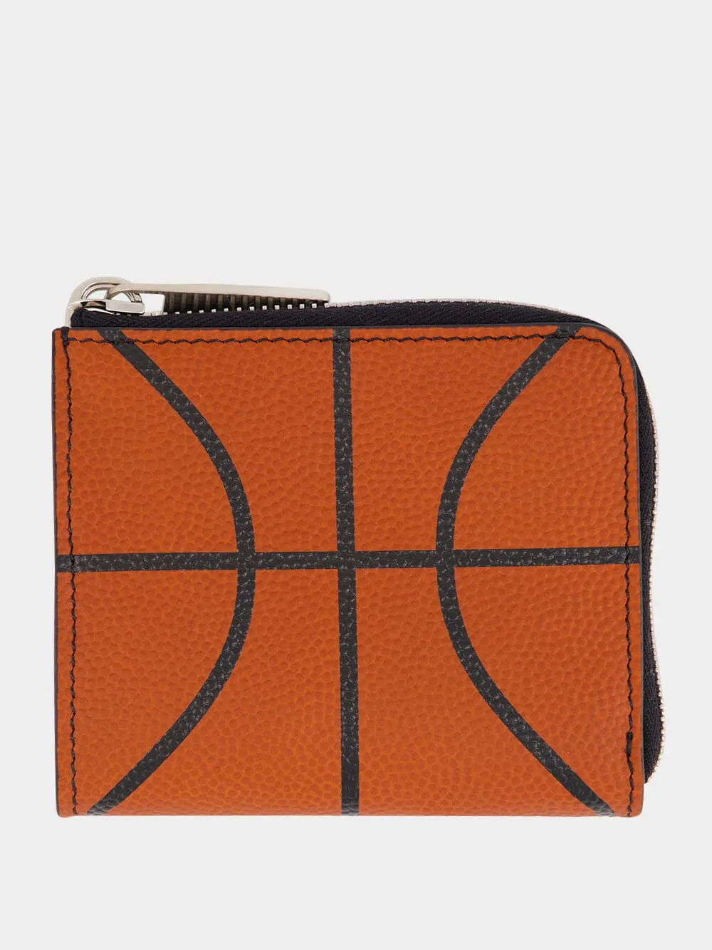 Orange Basketball Zip-Around Wallet in Calfskin