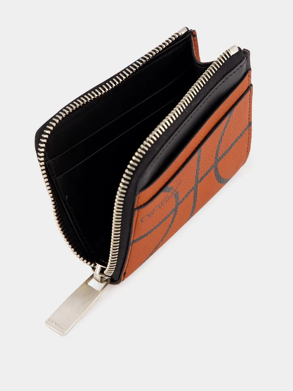 Orange Basketball Zip-Around Wallet in Calfskin