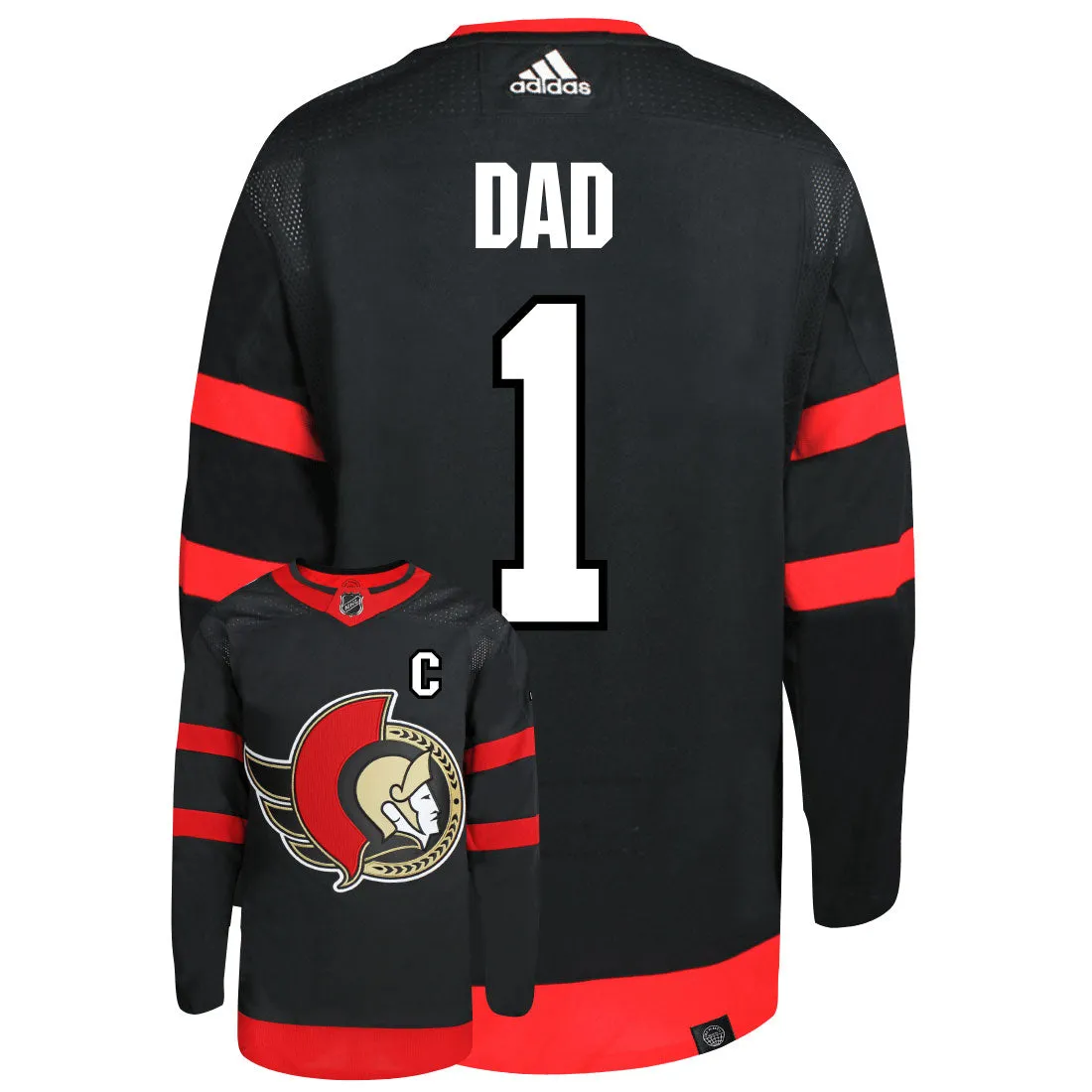 Ottawa Senators Dad Number One Adidas Primegreen Authentic NHL Hockey Jersey     