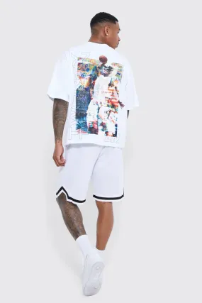 Oversized Graphic Basketball Short Set | boohooMAN UK