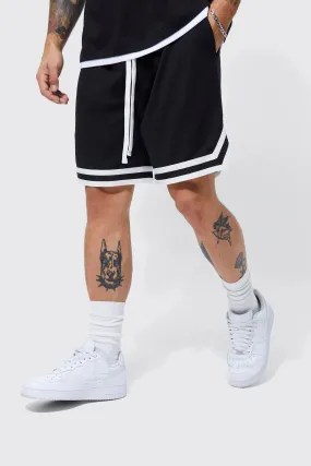 Oversized Short Length Mesh Basketball Shorts With Tape | boohooMAN UK