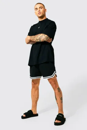 Oversized T-shirt And Basketball Swim Short | boohooMAN UK