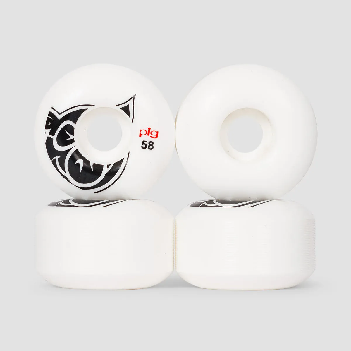 Pig Head Logo Natural Skateboard Wheels White 58mm