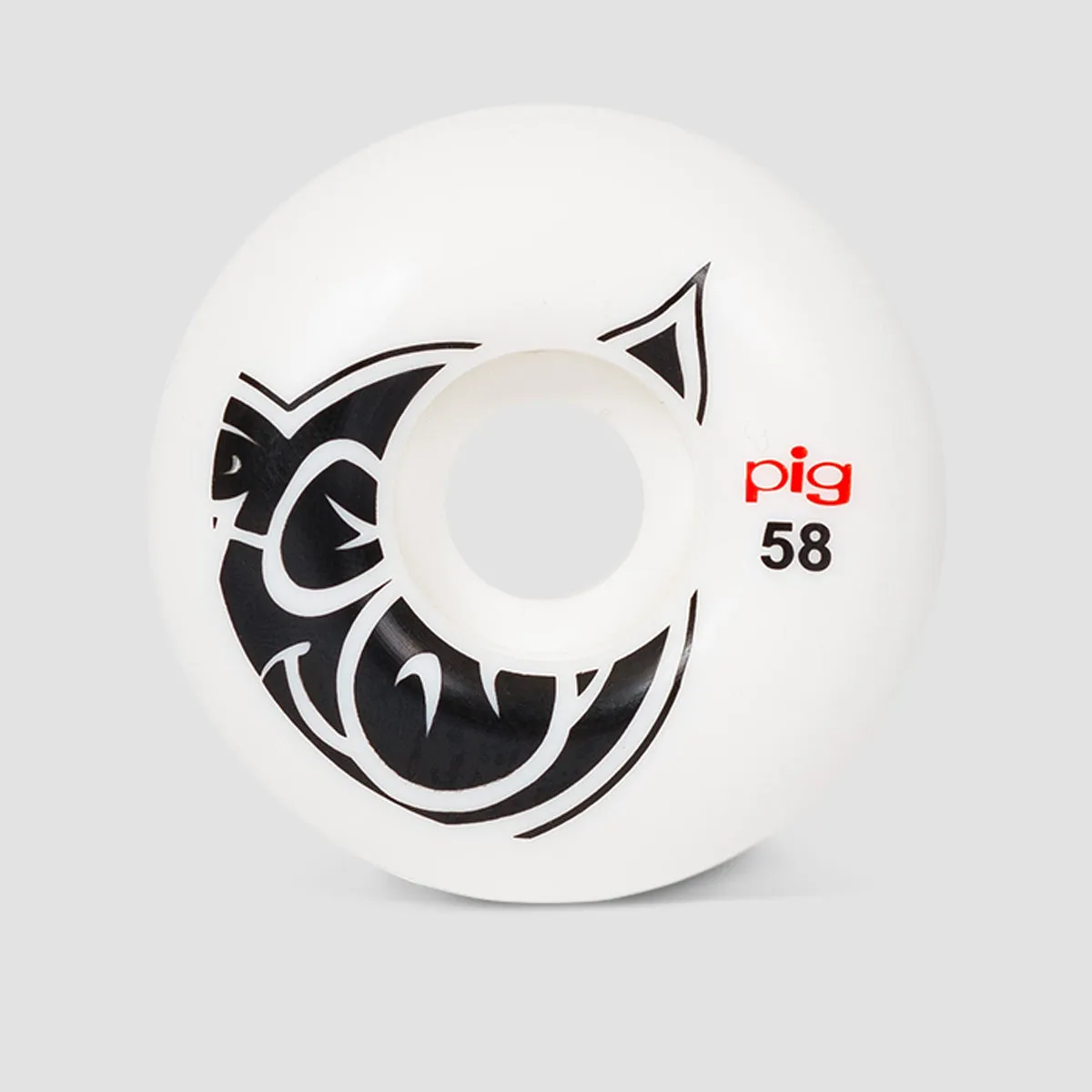 Pig Head Logo Natural Skateboard Wheels White 58mm