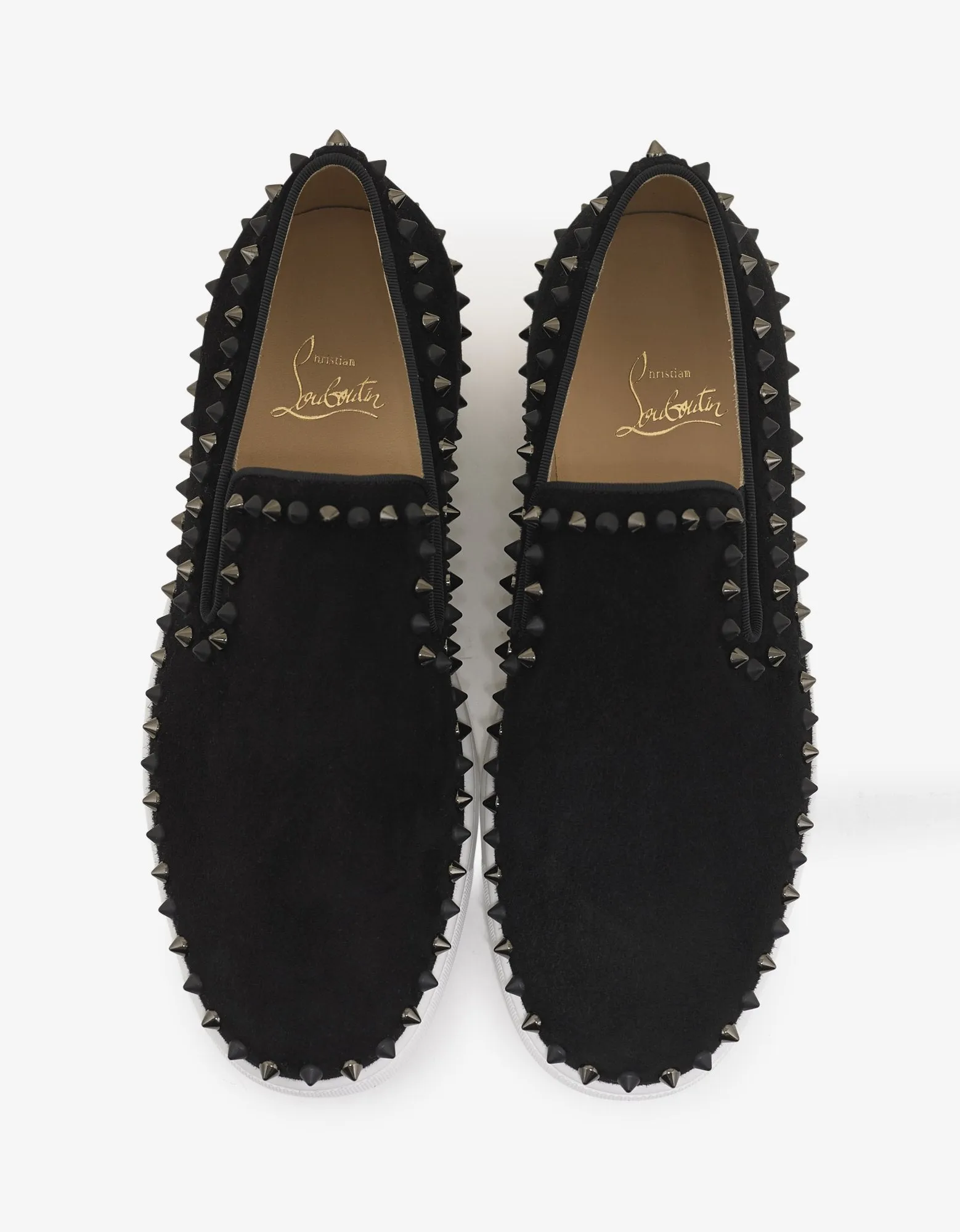 Pik Boat Flat Black Suede Mix Spikes Trainers -