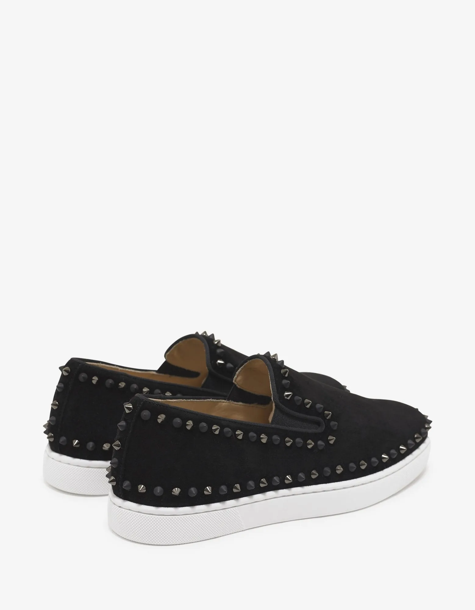 Pik Boat Flat Black Suede Mix Spikes Trainers -