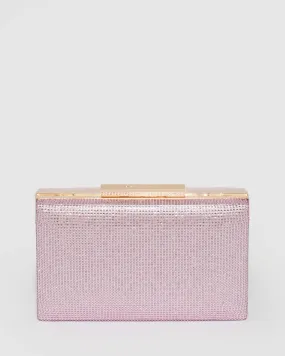 Pink Jaimi Crystal Clutch Bag