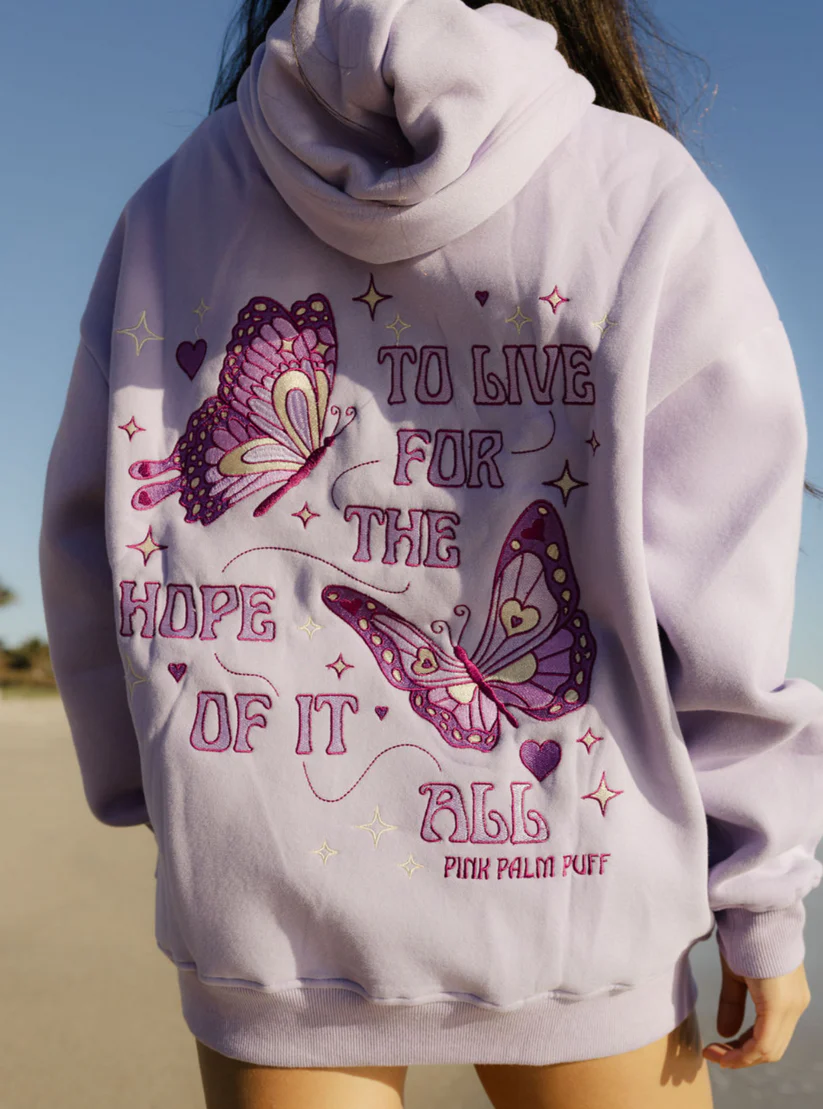 Pink Palm Puff To Live For the Hope of it All Hoodie