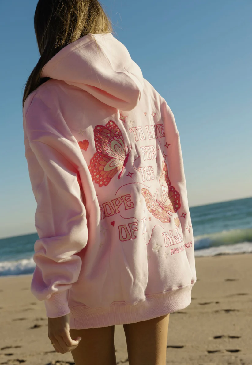 Pink Palm Puff To Live For the Hope of it All Hoodie