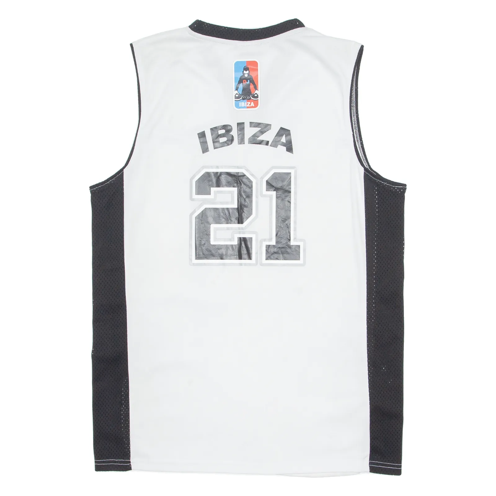 PLANET 2000 Ibiza Basketball Mens Jersey White Sleeveless USA V-Neck M