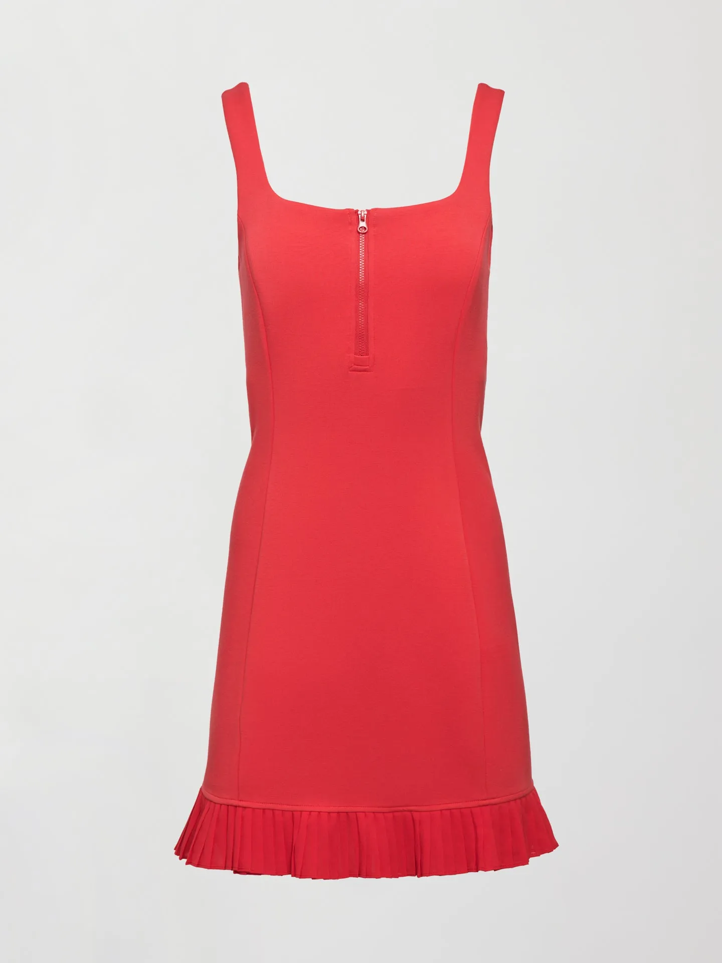 Pleated Hem Tennis Dress in Scuba - Tomato