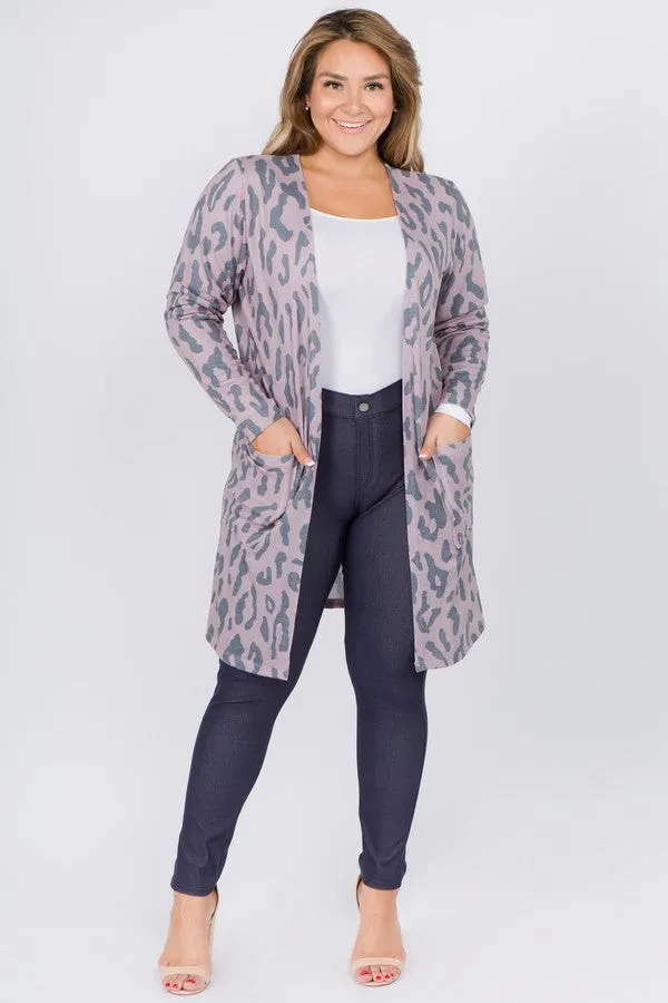 Plus Size Wild Leopard Print Cardigan