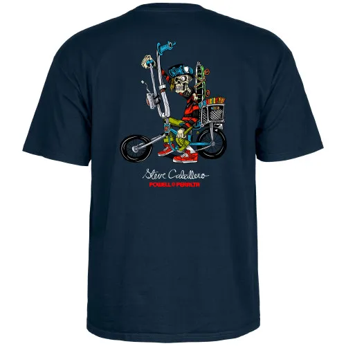 Powell Peralta Skateboard Shirt Steve Caballero Chopper Bike Navy