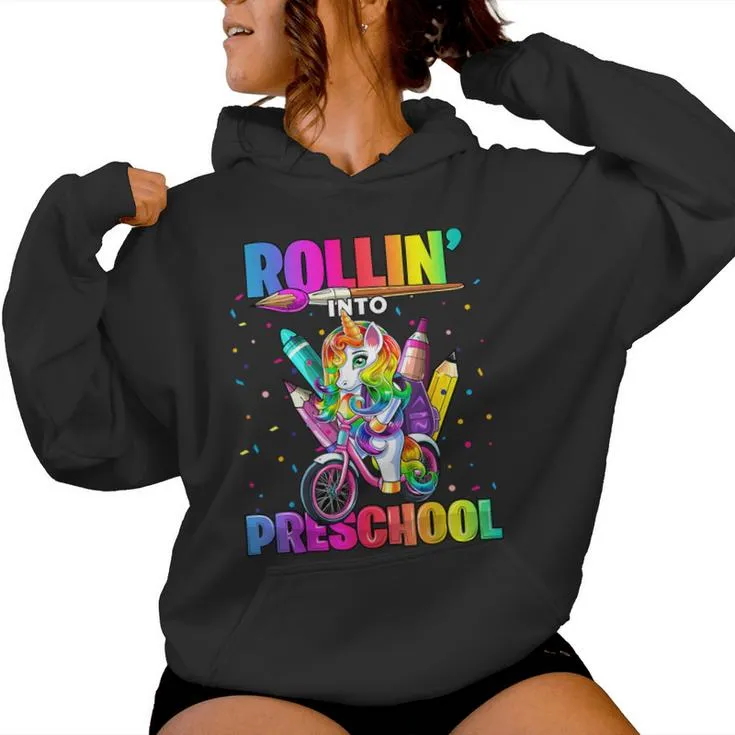 Preschool Unicorn Back To School First Day Of School Girls Women Hoodie