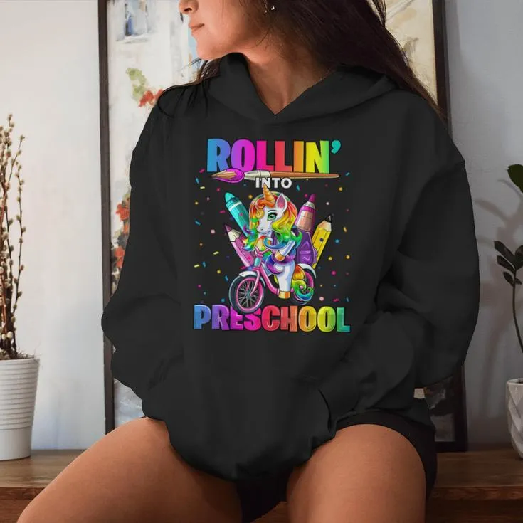 Preschool Unicorn Back To School First Day Of School Girls Women Hoodie