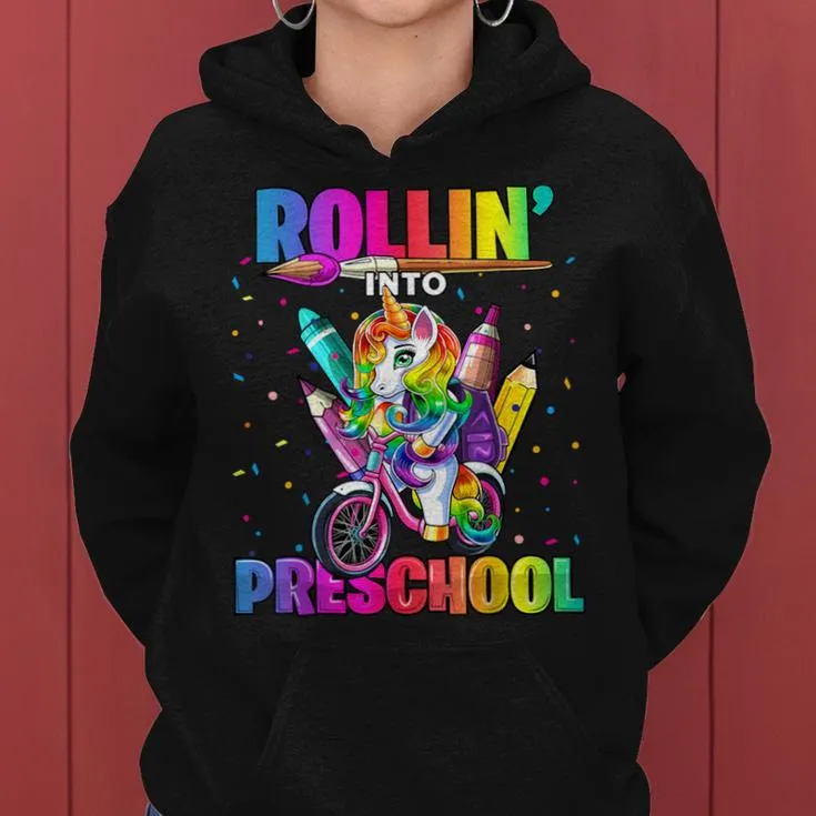 Preschool Unicorn Back To School First Day Of School Girls Women Hoodie