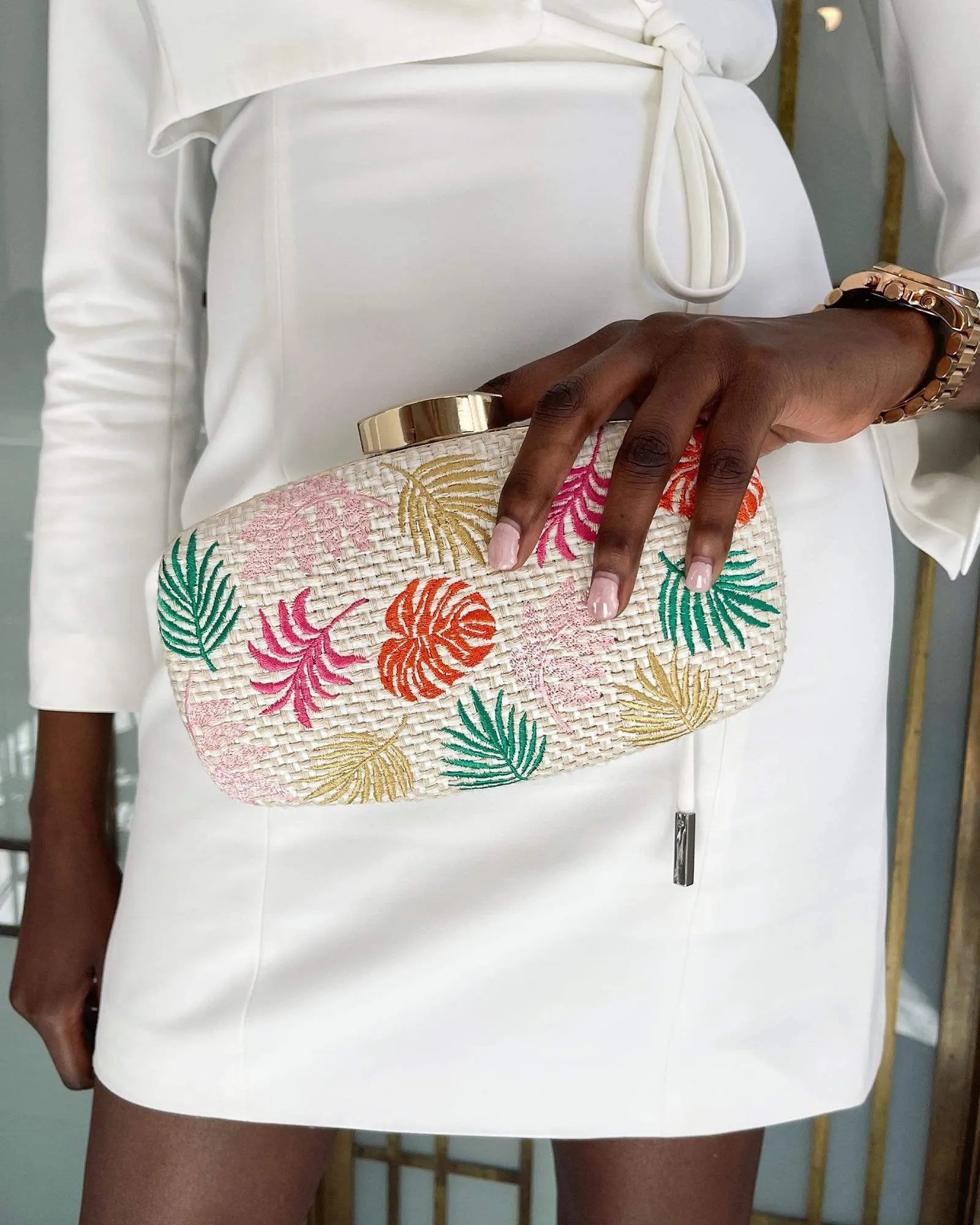 Print Talia Embroidery Clutch Bag