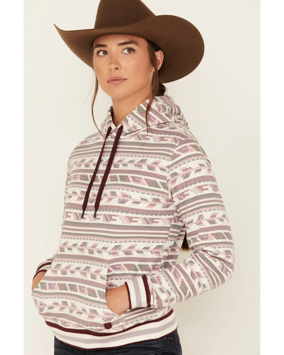 Product Name:  RANK 45® Women's Southwestern Stripe Print Hoodie