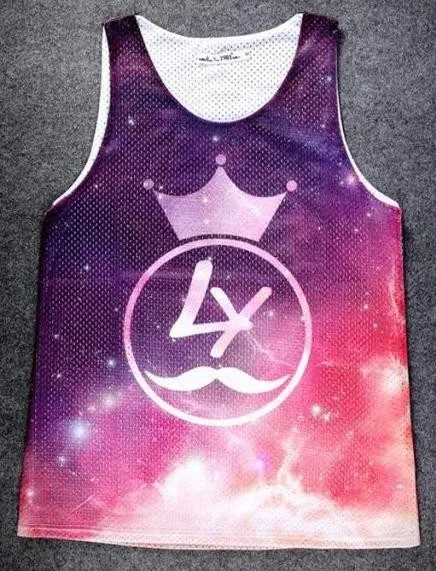 Purple Pink Universe Galaxy Net Sleeveless Mens T-shirt Vest Sports Tank Top