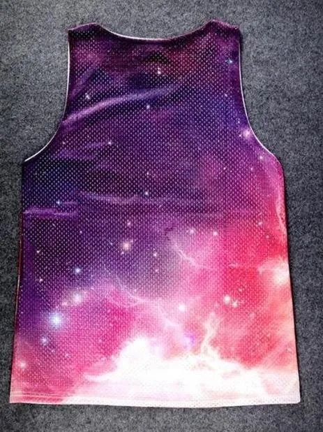 Purple Pink Universe Galaxy Net Sleeveless Mens T-shirt Vest Sports Tank Top