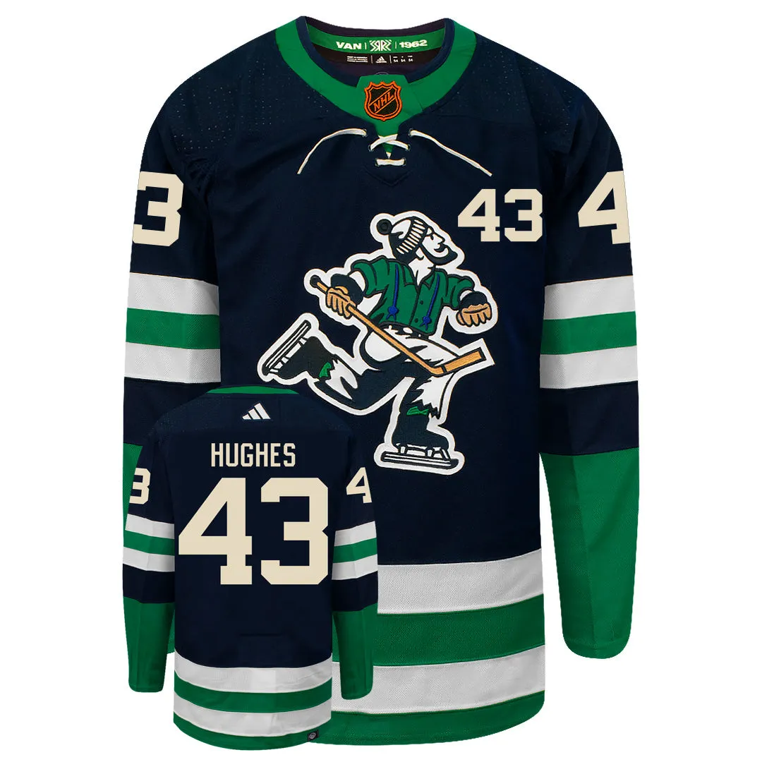 Quinn Hughes Vancouver Canucks Adidas 2022 Primegreen Reverse Retro Authentic NHL Hockey Jersey     