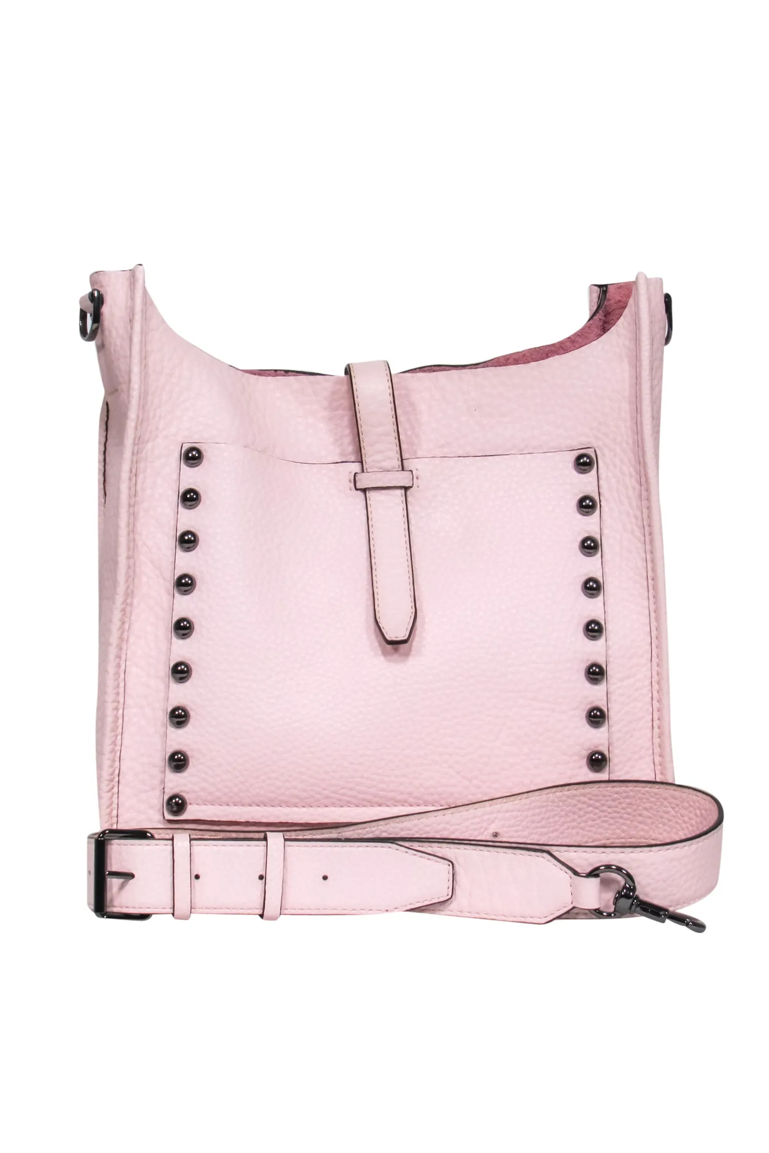 Rebecca Minkoff - Pink Pebbled Leather Shoulder Bag w/ Studs