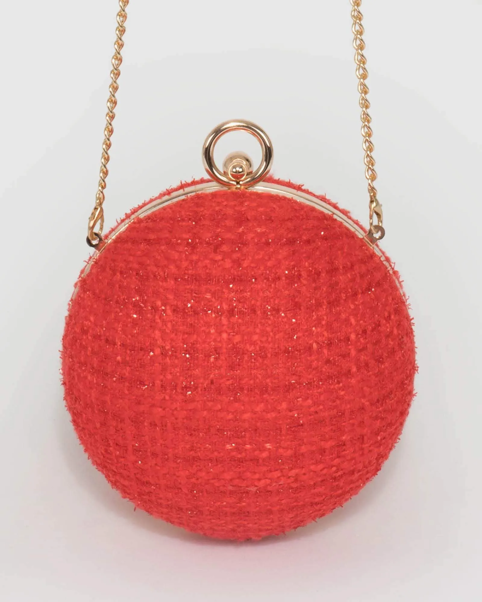 Red Miley Round Clutch Bag