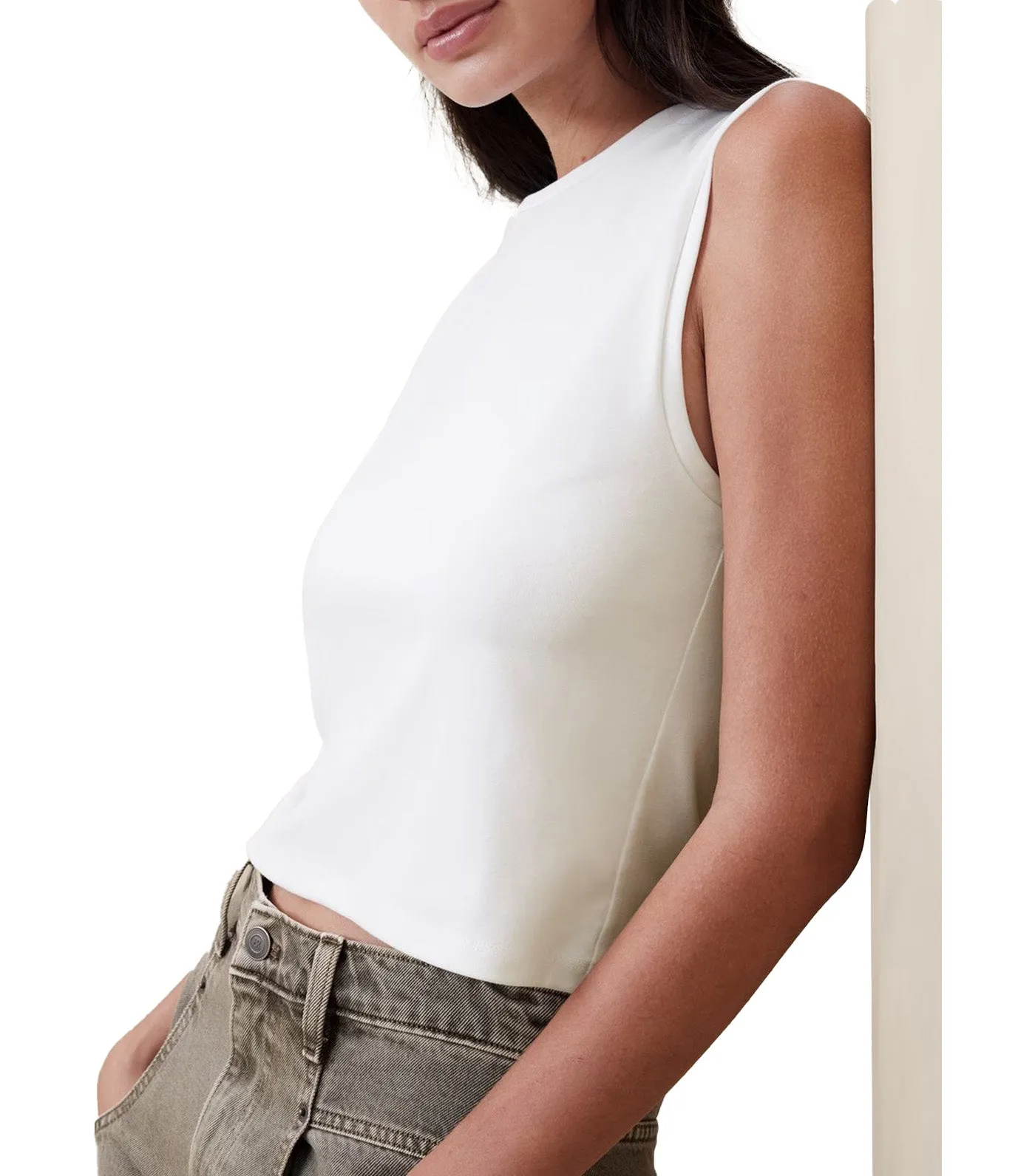 Refined Crop Tank White