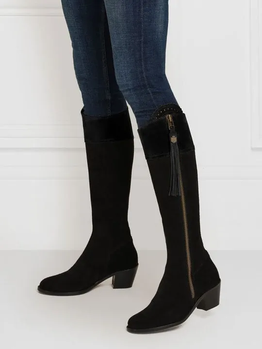 Regina black Heeled Knee-high Boots        - Sporting Fit