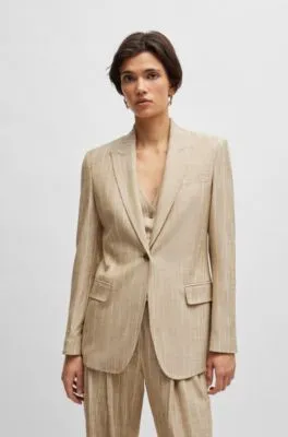 Regular-fit jacket in pinstripe material with signature lining