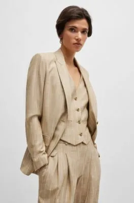 Regular-fit jacket in pinstripe material with signature lining