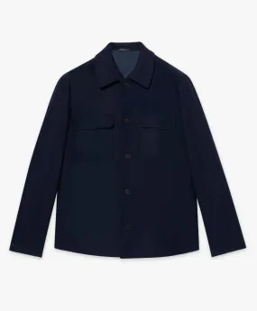 Regular Fit Wool Blend Shirt Jacket in Navy for Men | Brooks Brothers® UK