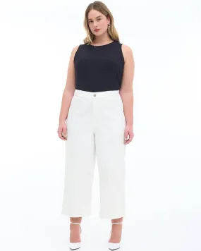 Responsible, Curvy-Fit Wide-Leg Cropped White Jeans - Addition Elle