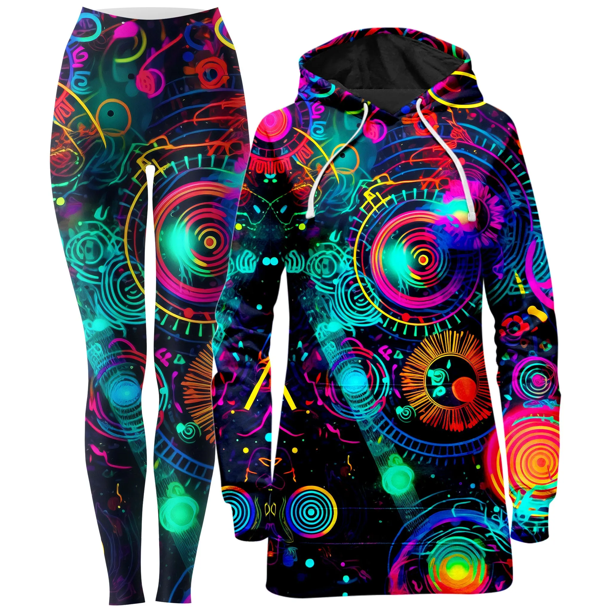 Retro Trip Hoodie Dress and Leggings Combo