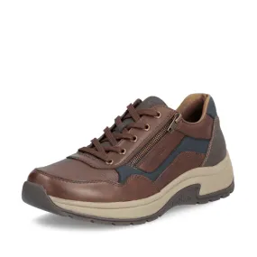 Rieker 11001 Brown and Navy Wedge Side Zip Trainers