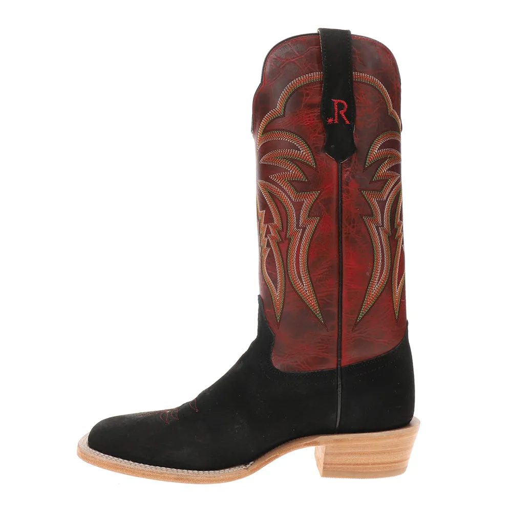 Roughout Wide Embroidered Square Toe Cowboy Boots