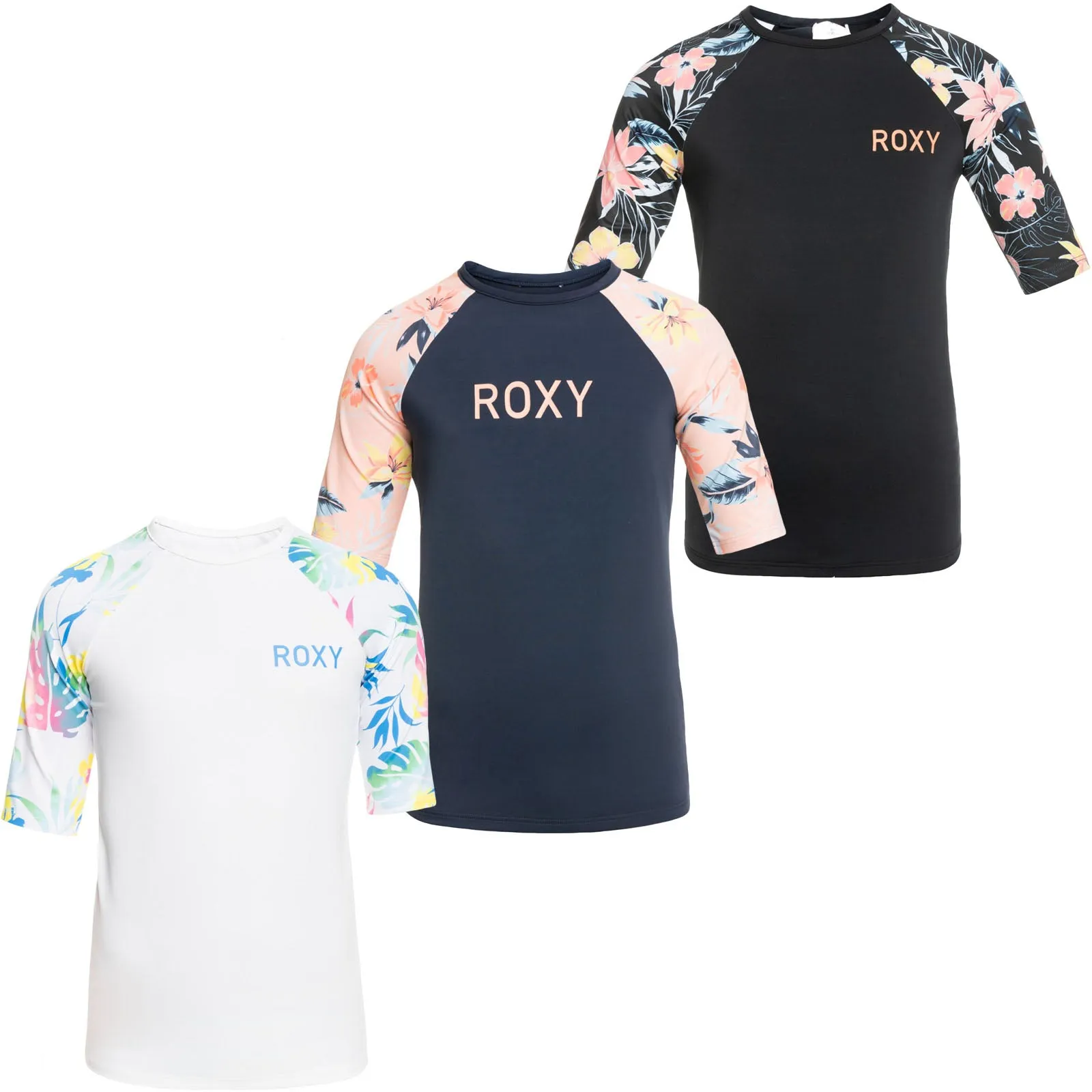 Roxy Kids Printed Floral 3/4 Sleeve UPF 50 Rash Vest