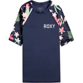 Roxy Kids Printed Short Sleeve UV Protect Surf Rash Vest - Mood Indigo