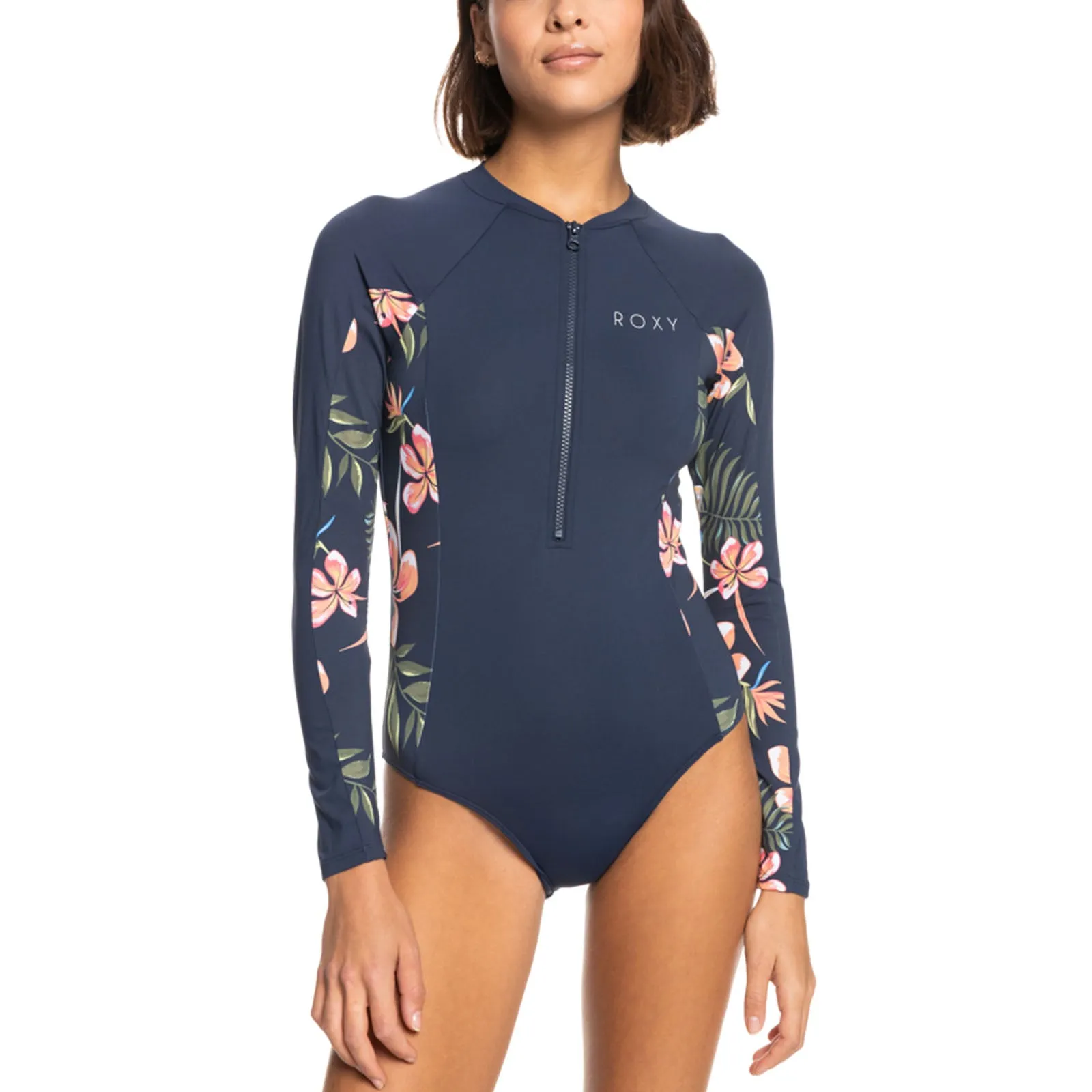 Roxy Womens Into The Sun Long Sleeve Zip Up Rash Vest - Mood Indigo